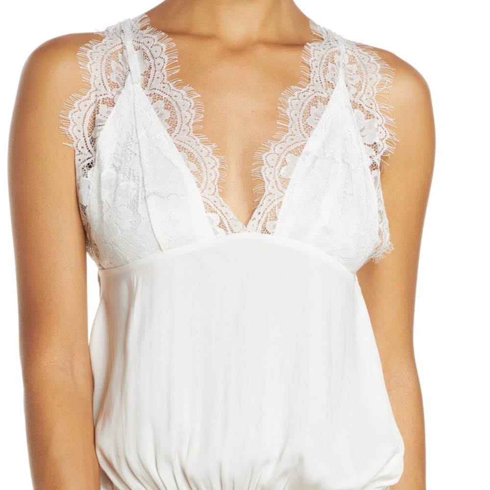 Free People Melrose Lace Trim Open Back Bodysuit
